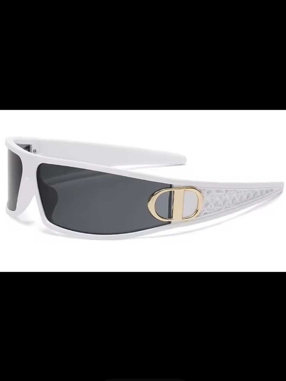 & Other Stories White Shield Sunglasses with Gold Accent